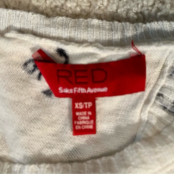 Saks 5th Ave Red navy & white open-back anchor print lightweight summer sweater - Picture 5 of 6